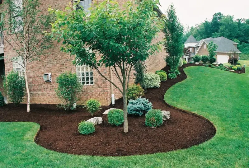 A Monroe, Michigan home surrounded with freshly mulched gardens and trees planted by The Axe Man